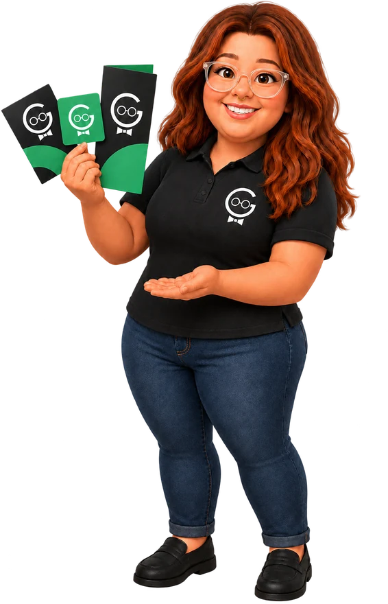 Caitlyn fanning out a finished brand package of logo files