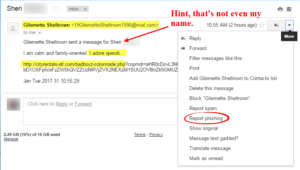 Gmail Phishing Example