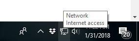 hover your mouse over the network icon