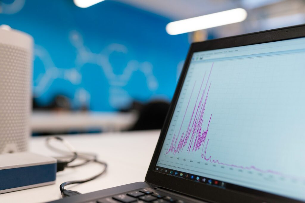 Search rankings and AI visibility reporting on a laptop