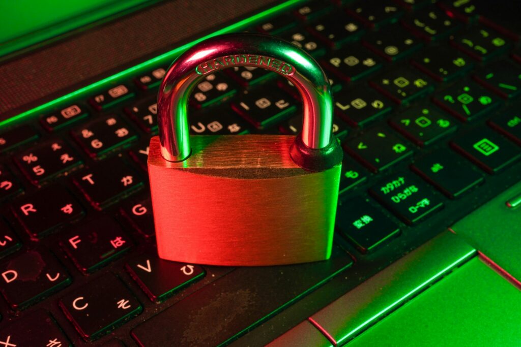 A padlock on a keyboard representing cybersecurity