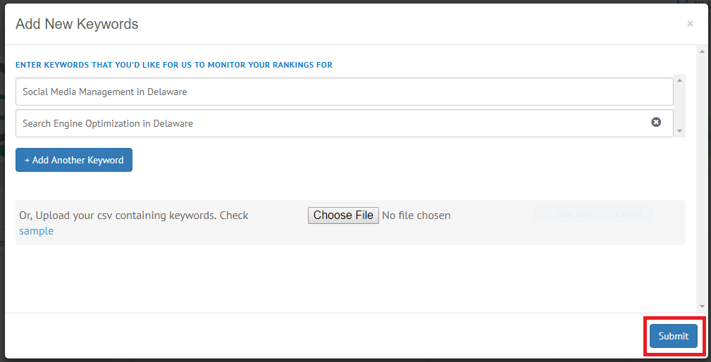Submit keywords
