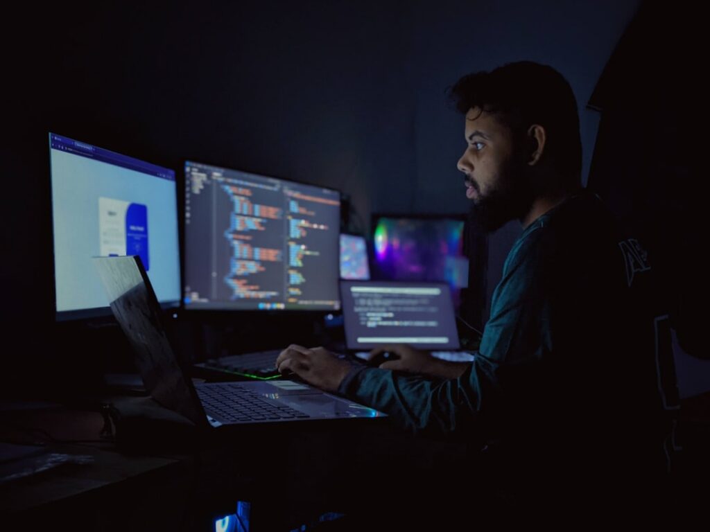 A landing page being built on screen