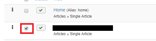 check menu item to delete
