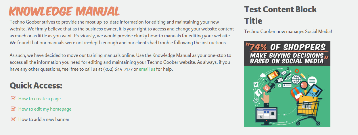 content block on page