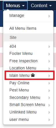 main menu