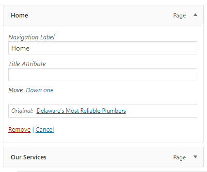 menu drop down