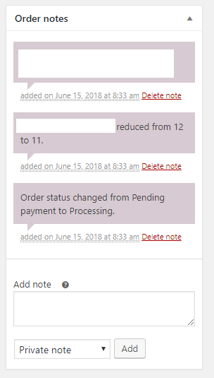 order notes