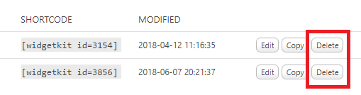 widgetkit delete