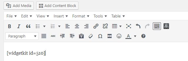 widgetkit paste code