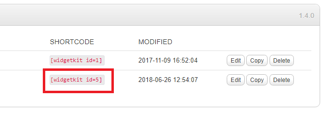 widgetkit shortcode