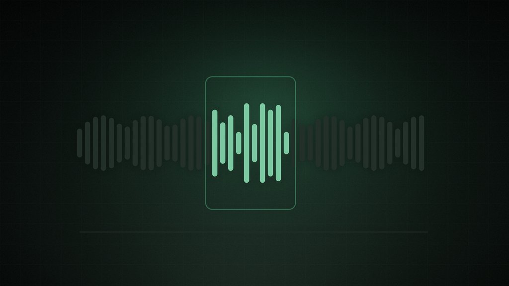 A regular audio waveform with one irregular human section highlighted, in green on a dark background