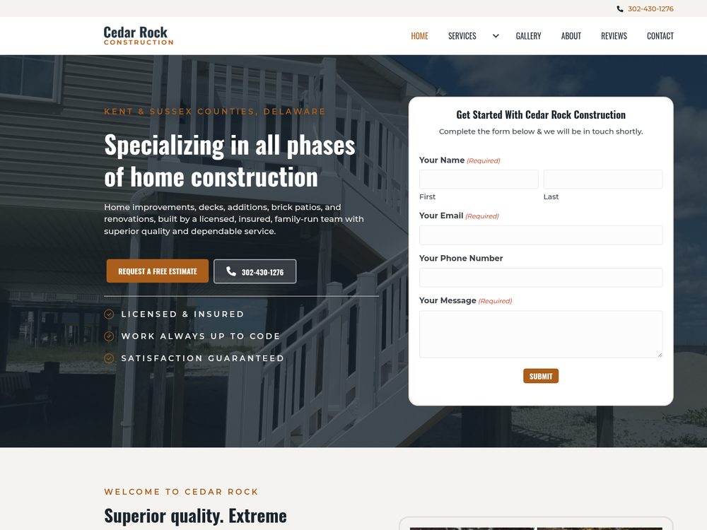 Cedar Rock Construction &mdash; website by Techno Goober