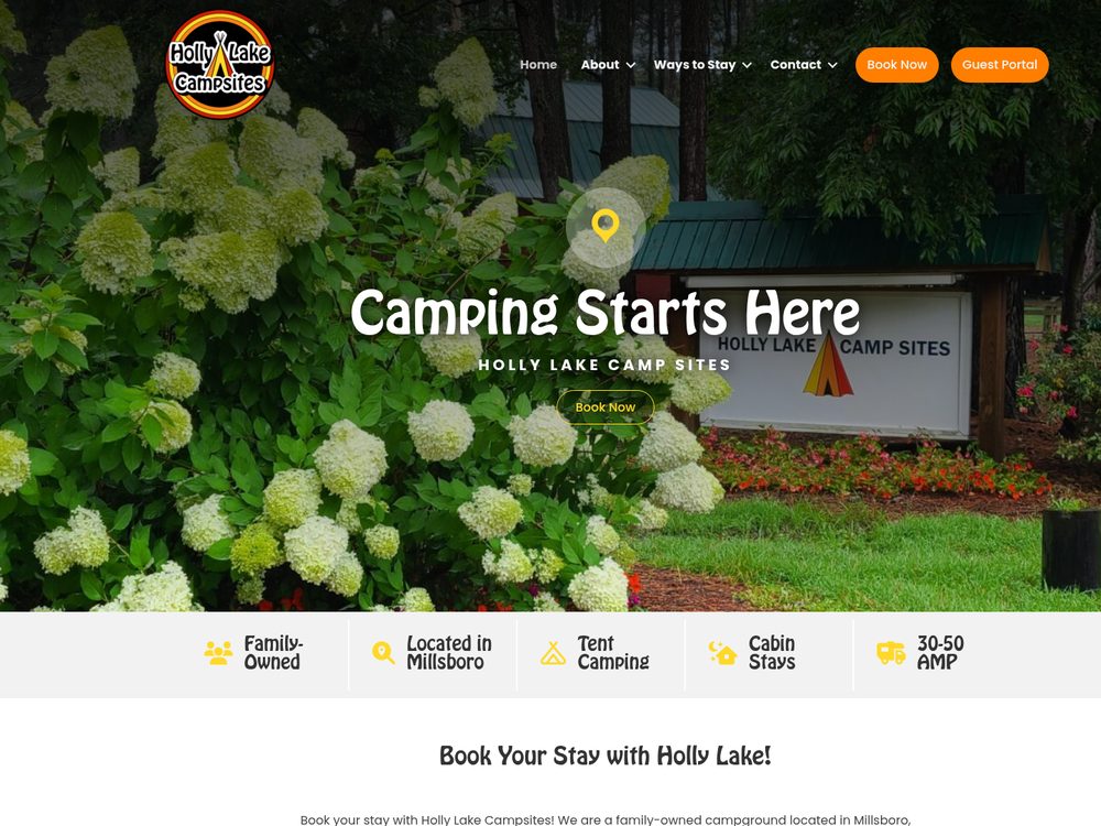 Holly Lake Campsites &mdash; website by Techno Goober
