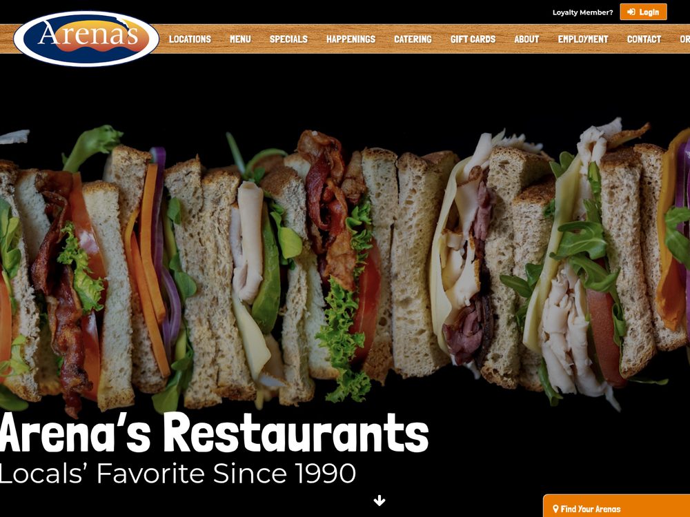 Arena’s Deli and Bar &mdash; website by Techno Goober