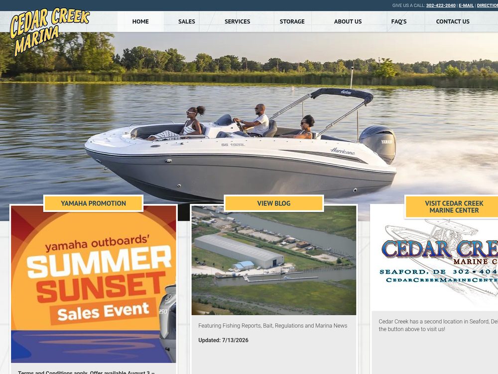 Cedar Creek Marina &mdash; website by Techno Goober