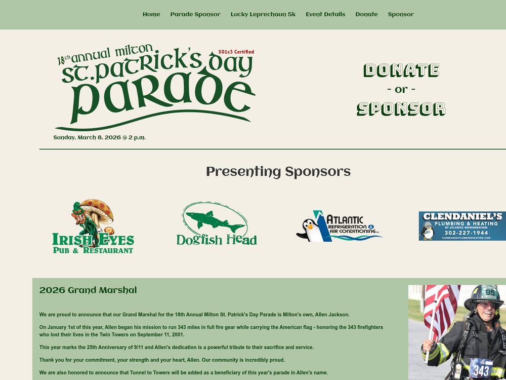 Milton St. Patrick’s Day Parade &mdash; website by Techno Goober