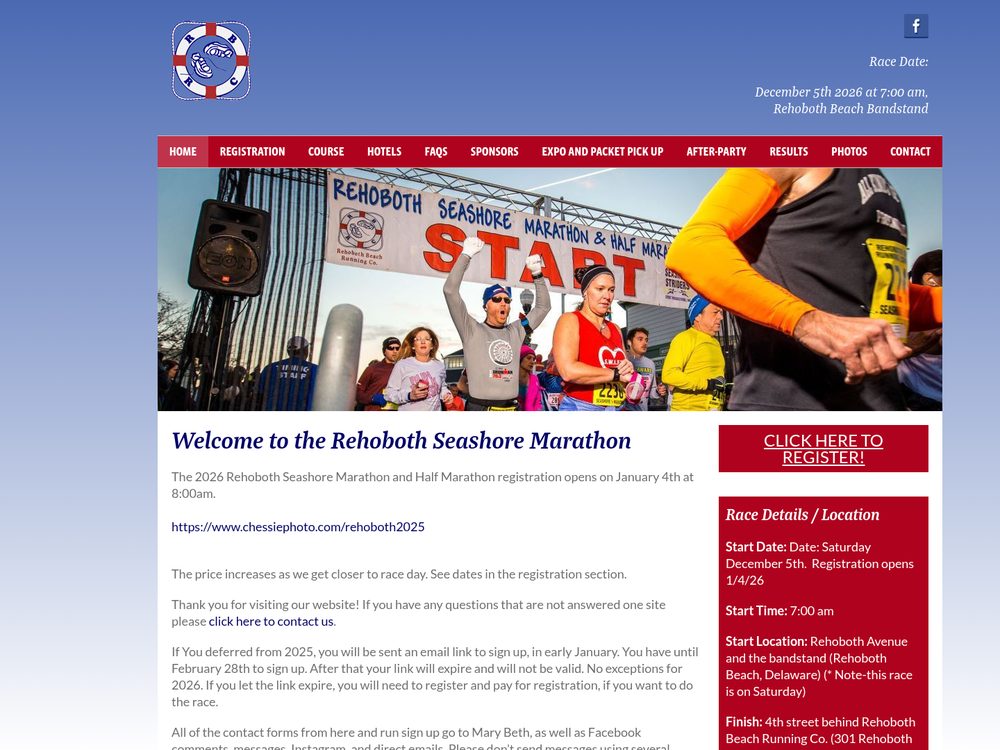 Rehoboth Beach Marathon &mdash; website by Techno Goober