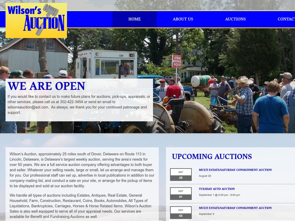 Wilson’s Auction &mdash; website by Techno Goober